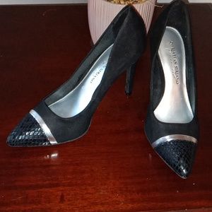 Christian Siriano black suede heels